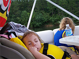 Kids are tubing, Claire is napping